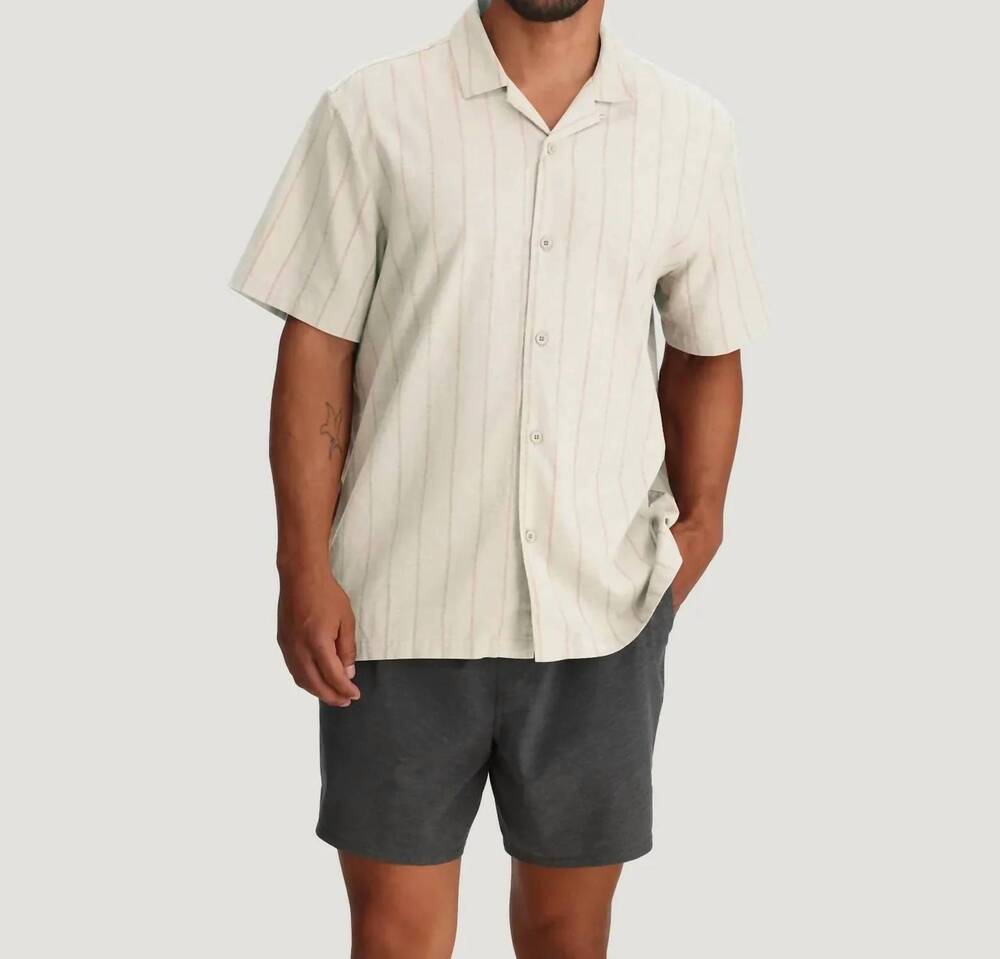 NEW FREE FLY sullivan's camp shirt in dash vertical stripe sea salt